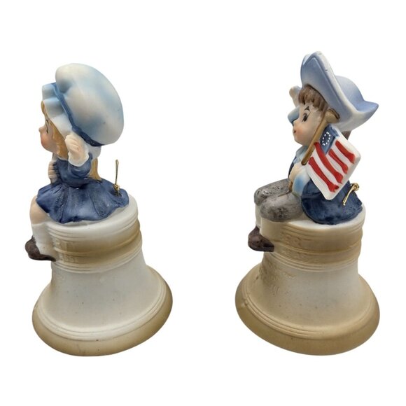 Albert E. Price 1974 Patriotic Boy & Girl Ceramic Bell Figurines Japan - Picture 10 of 12